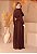 VESTIDO JERSEY M L DECOTE FECHADO COM PLISSA MARRON - Imagem 3