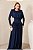 VESTIDO JERSEY M L DECOTE FECHADO COM PLISSA AZUL MARINHO - Imagem 1