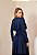 VESTIDO JERSEY M L DECOTE FECHADO COM PLISSA AZUL MARINHO - Imagem 3
