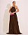 VESTIDO LONGO CHIFFON FRENTE ÚNICA PLISSADO SOBREPOSTO  MARRON - Imagem 1