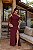 VESTIDO LONGO CHIFON UM OMBRO SÔ DRAPEADO LATERAL FENDA FRENTE GOLA REMOVÍVEL MARSALA - Imagem 2