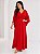 VESTIDO LONGO JERSEY MANGA CAPA VERMELHO - Imagem 1