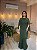 VESTIDO LONGO CHIFFON GOLA ALTA CAPA AMARRAÇÃO COSTAS VERDE OLIVA - Imagem 1
