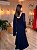VESTIDO LONGO PRADA COM ELASTANO MANGA LONGA CAPA ESQUERDA DETALHE CINTURA AZUL MARINHO - Imagem 2