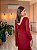 VESTIDO LONGO PRADA COM ELASTANO MANGA LONGA CAPA ESQUERDA DETALHE CINTURA MARSALA - Imagem 3