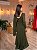 VESTIDO LONGO PRADA COM ELASTANO MANGA LONGA CAPA ESQUERDA DETALHE CINTURA VERDE OLIVA - Imagem 2