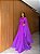 VESTIDO LONGO MICROTULE COM CAPA GOLA DETALHE COLAR ROXO - Imagem 1