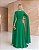 VESTIDO LONGO CHIFFON MANGA LONGA LEVEMENTE DRAPEADO CINTO SOLTO VERDE BANDEIRA - Imagem 2