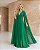 VESTIDO LONGO CHIFFON MANGA LONGA LEVEMENTE DRAPEADO CINTO SOLTO VERDE BANDEIRA - Imagem 1