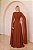 VESTIDO LONGO CHIFFON MANGA LONGA LEVEMENTE DRAPEADO CINTO SOLTO TERRACOTA - Imagem 2