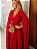 VESTIDO LONGO CHIFFON MANGA LONGA LEVEMENTE DRAPEADO CINTO SOLTO VERMELHO - Imagem 2