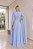 VESTIDO LONGO CHIFFON MANGA LONGA LEVEMENTE DRAPEADO CINTO SOLTO AZUL SERENITY - Imagem 2