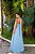 VESTIDO LONGO CHIFFON GOLA ALTA COM FITA  AZUL SERENITY - Imagem 3