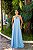 VESTIDO LONGO CHIFFON GOLA ALTA COM FITA  AZUL SERENITY - Imagem 1