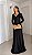 VESTIDO LONGO JERSEY MANGA LONGA DECOTE DRAPEADO AMARRAÇAO E DETALHE COSTAS PRETO - Imagem 1