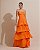 VESTIDO LONGO CHIFFON TOMARA QUE CAIA PLISSADO BUSTO E COMPRIMENTO LARANJA - Imagem 1