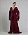 VESTIDO LONGO CREPE DE DECOTE V COM FLOR REMOVÍVEL DECOTE COSTAS COM AMARRAÇÃO MARSALA - Imagem 1