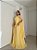 VESTIDO LONGO CREPE DE SEDA DE ALCINHA C/CAPA BABADOS REMOVÍVEL AMARELO MANTEIGA - Imagem 1