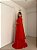 VESTIDO LONGO CREPE DE SEDA DE ALCINHA C/CAPA BABADOS REMOVÍVEL  TERRACOTA - Imagem 2