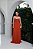 VESTIDO LONGO CHIFFON TOMARA QUE CAIA BUSTO DRAPEADO PLISSADO COMPRIMENTO TERRACOTA - Imagem 1