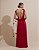 VESTIDO LONGO SEDA  ALÇAS FINAS C/AMARRAÇÃO DETALHE FLOR VERDE TERRACOTA - Imagem 2