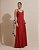 VESTIDO LONGO SEDA  ALÇAS FINAS C/AMARRAÇÃO DETALHE FLOR VERDE TERRACOTA - Imagem 1