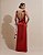 VESTIDO LONGO SEDA  ALÇAS FINAS C/AMARRAÇÃO DETALHE FLOR MARSALA - Imagem 2