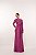 VESTIDO LONGO JERSEY MANGA LONGA C/DETALHE DRAPEADO SOBREPOSTO FRENTE FUCSIA - Imagem 1