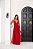 VESTIDO LONGO MICROTULE DECOTE V E CAMADAS FLUIDAS ELEGANTES VERMELHO - Imagem 2