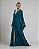 VESTIDO LONGO CREPE DE DECOTE V COM FLOR REMOVÍVEL DECOTE COSTAS COM AMARRAÇÃO VERDE PETROLEO - Imagem 2