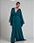 VESTIDO LONGO CREPE DE DECOTE V COM FLOR REMOVÍVEL DECOTE COSTAS COM AMARRAÇÃO VERDE PETROLEO - Imagem 3