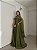 VESTIDO LONGO CREPE DE SEDA DE ALCINHA C/CAPA BABADOS REMOVÍVEL VERDE OLIVA - Imagem 1