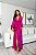 VESTIDO LONGO PRADA C/ELASTANO MANGA LONGA DETALHE DRAPEADO NO BUSTO E COSTAS FENDA FUCSIA - Imagem 2