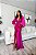 VESTIDO LONGO PRADA C/ELASTANO MANGA LONGA DETALHE DRAPEADO NO BUSTO E COSTAS FENDA FUCSIA - Imagem 1