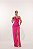 VESTIDO LONGO CREPE DE SEDA DECOTE CÔNCAVO DETALHE BABADO PLISSADO VERTICAL PINK - Imagem 1