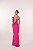 VESTIDO LONGO CREPE DE SEDA DECOTE CÔNCAVO DETALHE BABADO PLISSADO VERTICAL PINK - Imagem 2