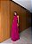 VESTIDO LONGO CHIFON GOLA ALTA CAMADAS VERTICAIS COSTA NUA FUCSIA - Imagem 1