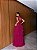 VESTIDO LONGO CHIFON GOLA ALTA CAMADAS VERTICAIS COSTA NUA FUCSIA - Imagem 2