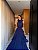 VESTIDO LONGO CHIFON GOLA ALTA CAMADAS VERTICAIS COSTA NUA  AZUL ROYAL - Imagem 2