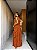 VESTIDO LONGO CHIFON GOLA ALTA CAMADAS VERTICAIS COSTA NUA  TERRACOTA - Imagem 2