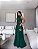 VESTIDO LONGO CHIFON GOLA ALTA CAMADAS VERTICAIS COSTA NUA VERDE ESMERALDA - Imagem 1