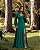 VESTIDO LONGO CHIFFON DECOTE CORAÇÃO DRAPEADO C/ CAPA REMOVÍVEL PALA LARGA CINTURA VERDE BANDEIRA - Imagem 1