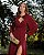 VESTIDO LONGO CHIFFON DECOTE CORAÇÃO DRAPEADO C/ CAPA REMOVÍVEL PALA LARGA CINTURA MARSALA - Imagem 2