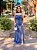 VESTIDO LONGO LUREX TOMARA QUE CAIA DRAPEADO COMPRIMENTO AZUL ATLANTICO - Imagem 1