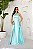 VESTIDO LONGO ZIBELINE TOMARA QUE CAIA FAIXA ACINTURADA E FENDA AZUL TIFFANY - Imagem 1