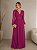 VESTIDO LONGO MICROTULE MANGA LONGA PALA BUSTO DECOTE V FUCSIA - Imagem 1