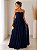VESTIDO LONGO CHIFFON TOMARA QUE CAIA DRAPEADO CRUZADO BUSTO SAIA BABADOS VERTICAIS AZUL MARINHO - Imagem 1