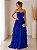 VESTIDO LONGO CHIFFON TOMARA QUE CAIA DRAPEADO CRUZADO BUSTO SAIA BABADOS VERTICAIS AZUL ROYAL - Imagem 1