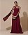 VESTIDO LONGO CREPE DE SEDA DECOTE RETO SEM ALÇA C/ FAIXA AMARRAÇÃO COSTAS MARSALA - Imagem 1