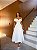 VESTIDO MIDI OMBRO A OMBRO DECOTE FORMATO LAÇO SAIA EVASÊ BRANCO - Imagem 1
